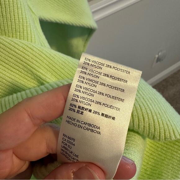 Free People Bright Lime Green Turtleneck Sweater Medium - Picture 11 of 14